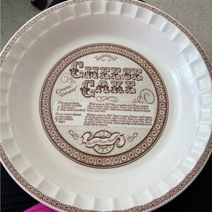 Old Time Pottery Cream and Brown Cheesecake Dish
